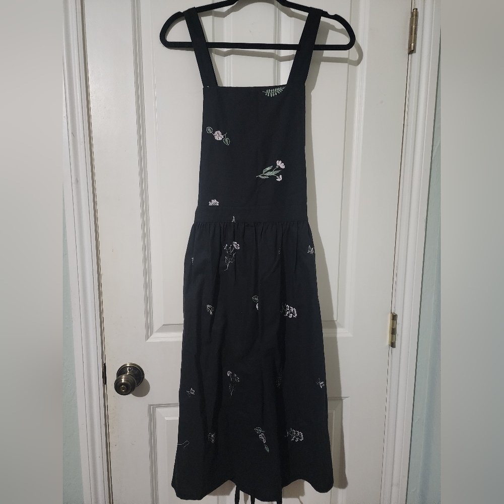 Black Floral Apron Dress